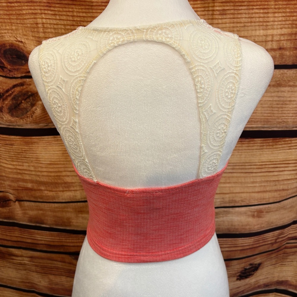 Pins & Needles Womens Coral/Lace Zip‎ Front Boho Wide Strap Corset Tank Top Sz M - Picture 2 of 9